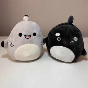 SQUISHMALLOWS Lots Black and White Plush Duo 6” x 6” Kids Toy Washed and Cleaned